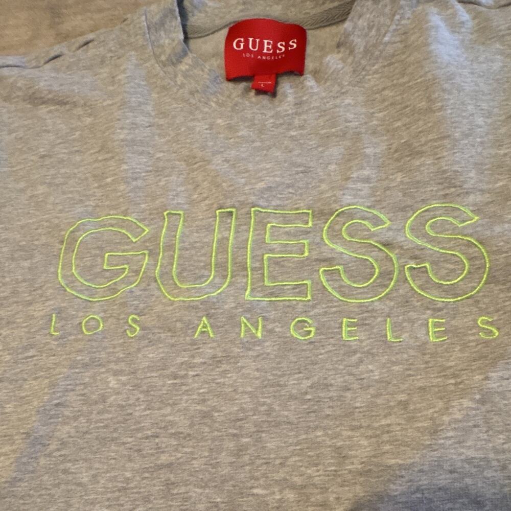 GUESS Los Angeles Gray Logo Graphic Print Crew Neck Cotton Tee Men’s L - Picture 6 of 7